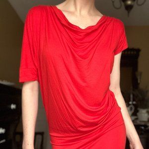 Vivienne Westwood Anglomania red asymmetrical jersey cowl neck mini dress Size L